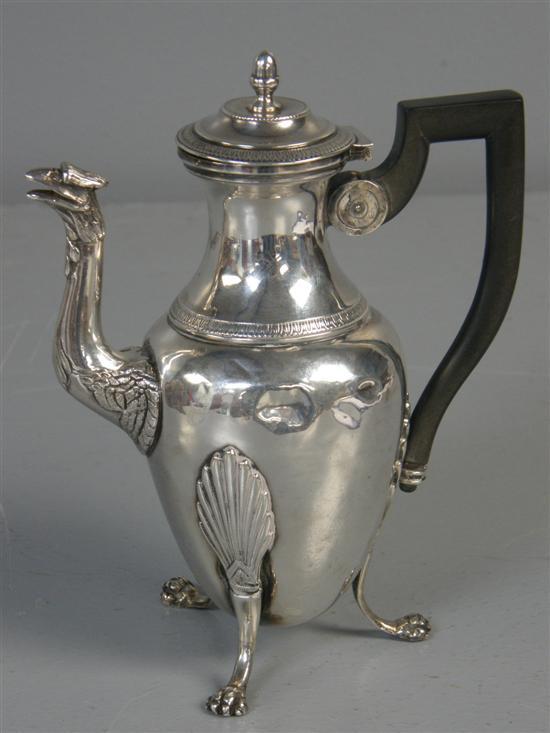 Appraisal: French silver coffee pot early th century of baluster form