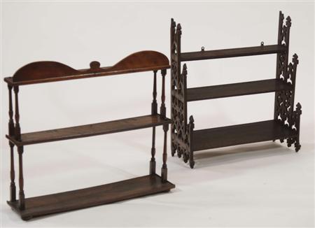 Appraisal: A set of th century mahogany wall hanging shelves the