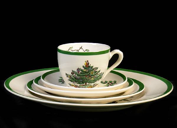 Appraisal: A Spode part dinner service in the Christmas Tree pattern