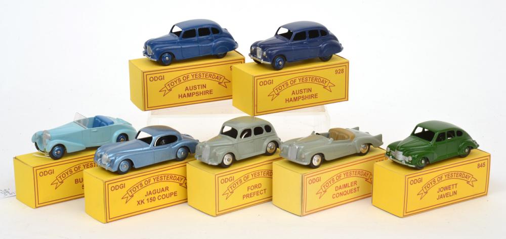 Appraisal: SEVEN ODGI ENGLAND TOYS OF YESTERDAY INCLUDING BUGATTI -S JOWETT