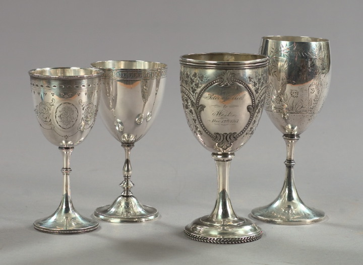 Appraisal: Collection of Four Silverplate Goblets consisting of an American coin