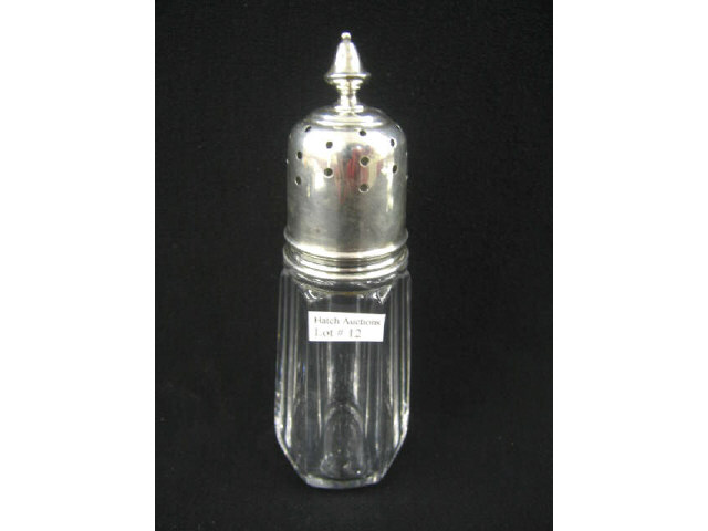 Appraisal: Sterling Silver Crystal Muffineer or Sugar shaker