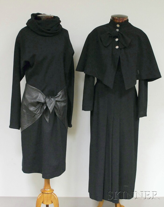 Appraisal: Two Long-sleeved Black Wool Designer Dresses a Jean Muir dress