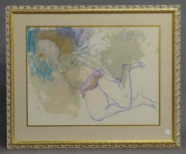 Appraisal: Painting reclining woman Unsigned Site '' x ''