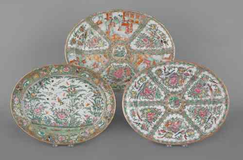 Appraisal: Three Chinese export porcelain famille rose platters th c largest