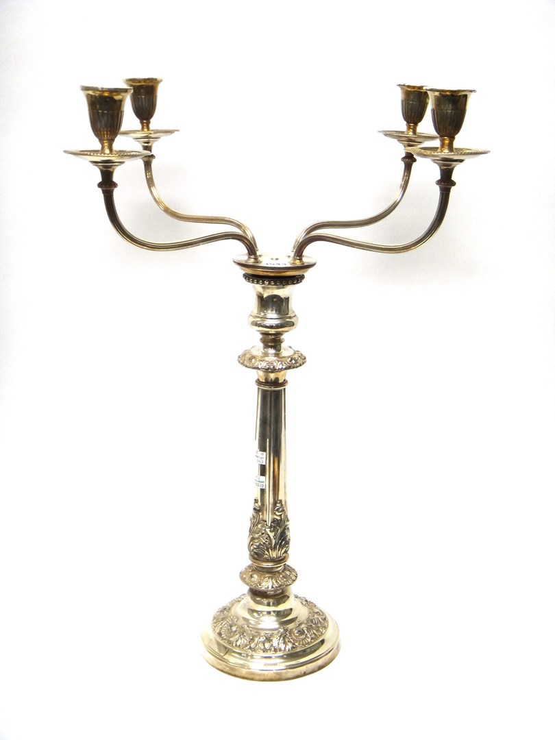 Appraisal: An Old Sheffield plate candelabrum base circa marks for Matthew