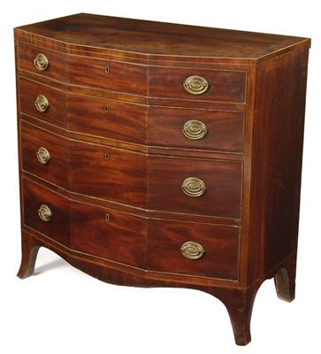 Appraisal: A late George III mahogany canted front chest inlaid stringing