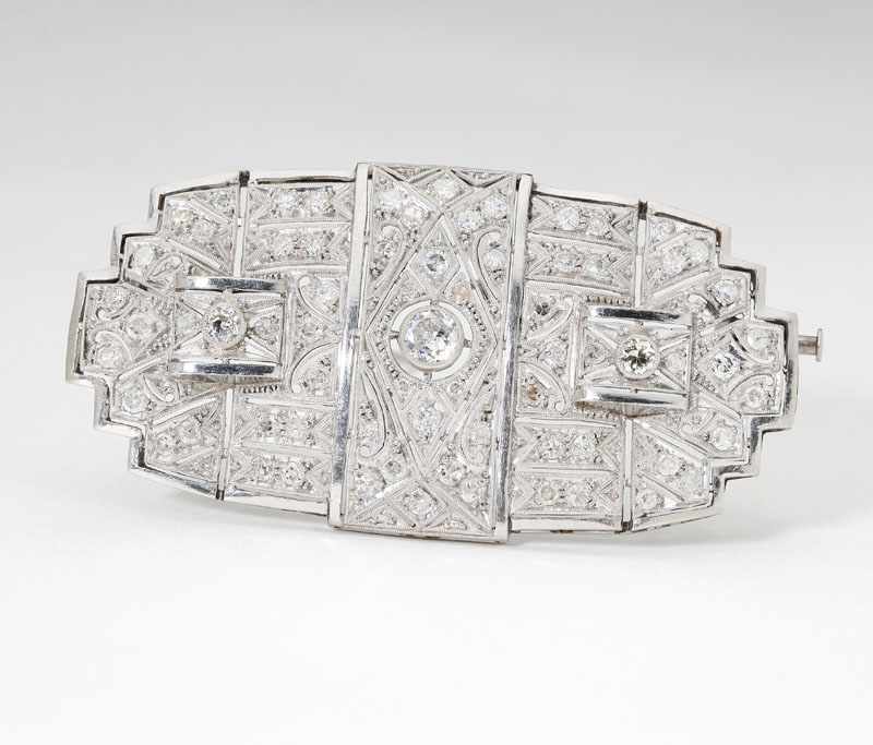 Appraisal: Platinum set with single and full-cut round diamonds totaling approximately