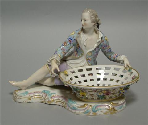 Appraisal: MEISSEN FIGURAL SWEETMEAT DISH Late th early th century blue