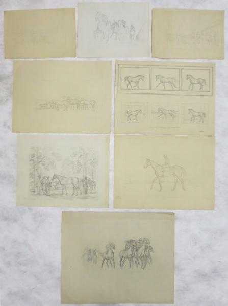 Appraisal: MILTON TALBOT MENASCO EIGHT GRAPHITE SKETCHES Kentucky California - Thoroughbred