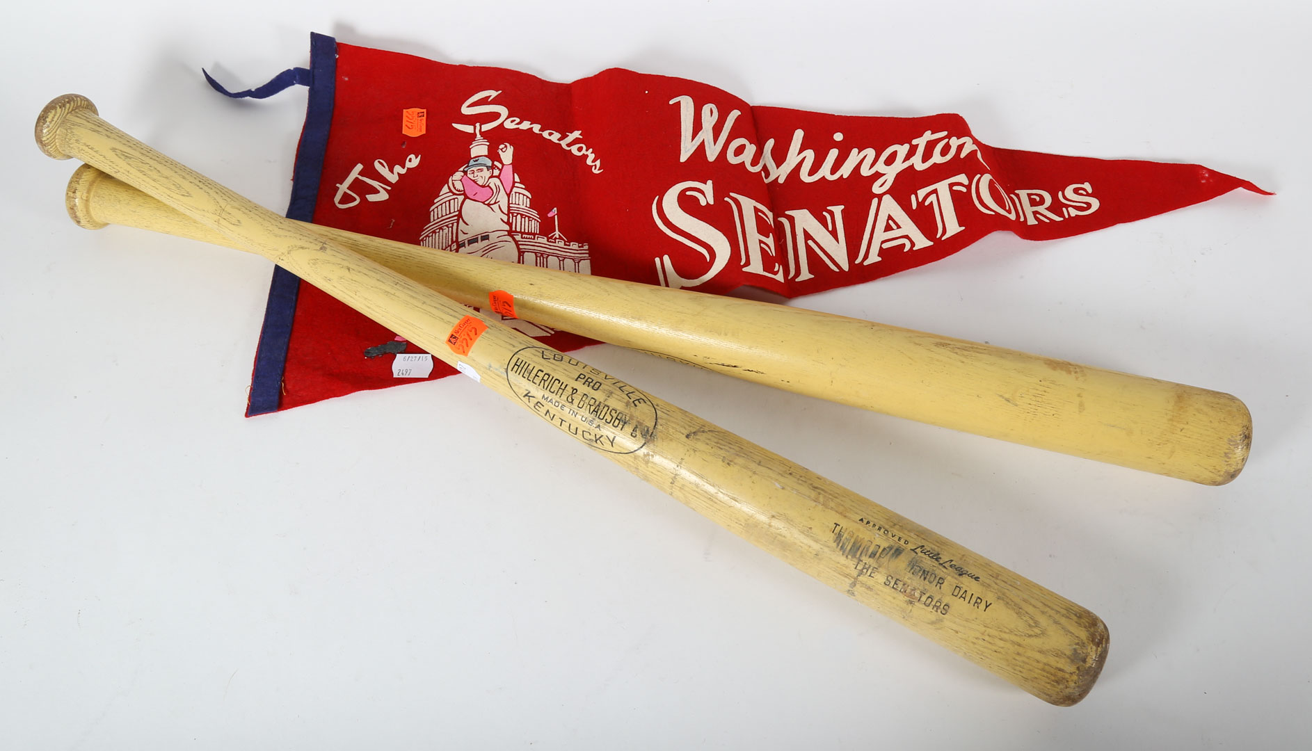 Appraisal: Two Washington Senator bats and a pennant Undernumber