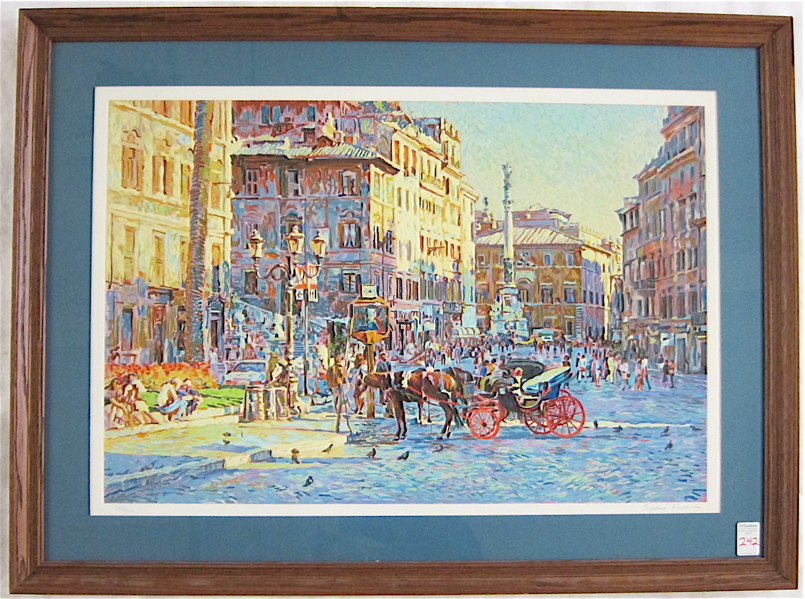 Appraisal: EUGENE KASPIN SERIGRAPH piazza in Rome Image measures x pencil