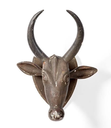 Appraisal: African Carved Wooden Head of a Horned Steer first quarter