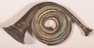 Appraisal: th Century Brass Bugle with attached tablet stamped C S