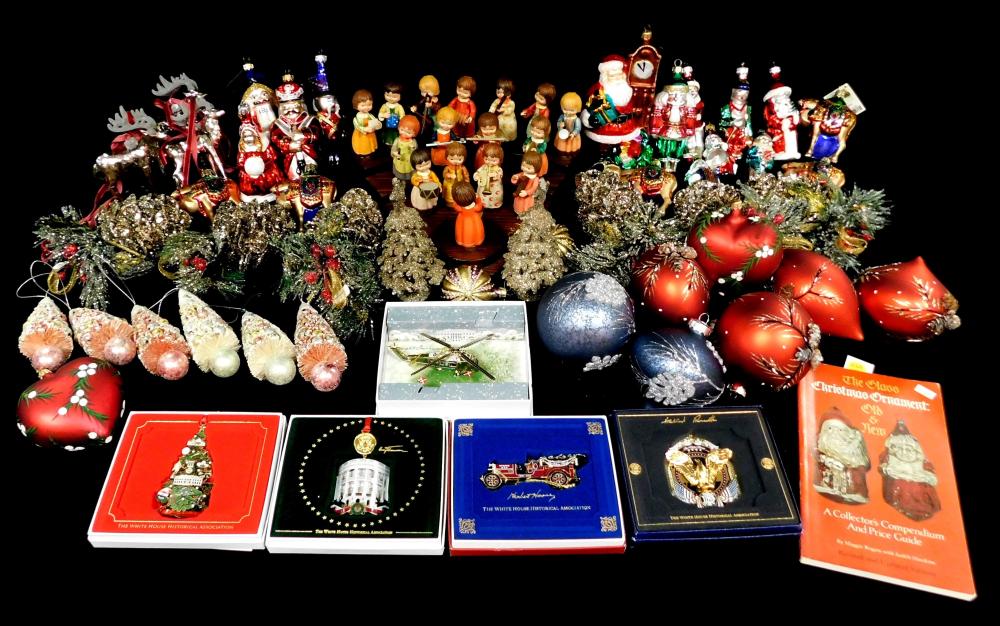 Appraisal: CHRISTMAS Approximately glass and other ornaments with book Ferrandiz figurine