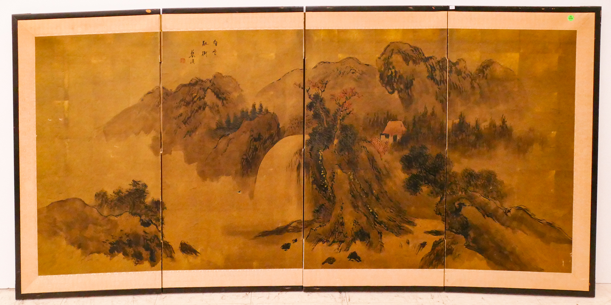 Appraisal: Vintage Japanese Panel Painted Mountainous Landscape Screen- x ''