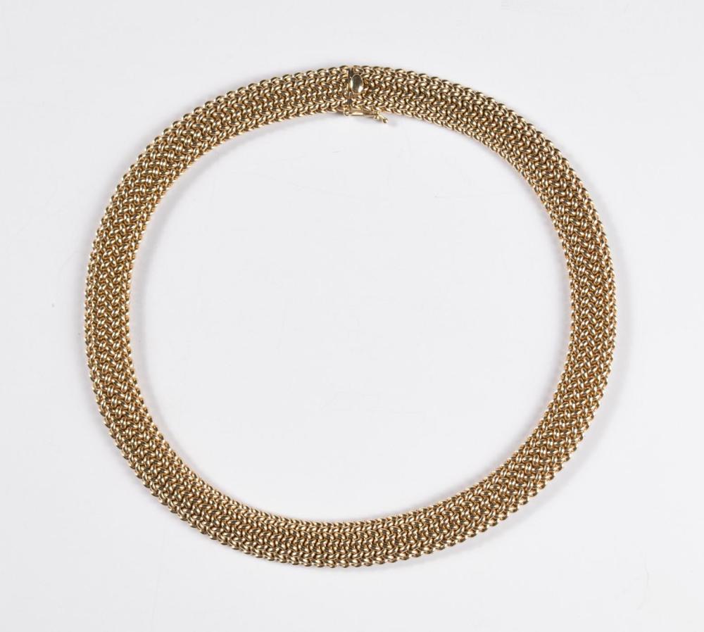 Appraisal: TIFFANY CO FOURTEEN KARAT GOLD MESH CHOKER The - yellow