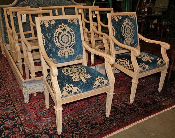 Appraisal: A set of ten Louis XVI style walnut fauteuils not