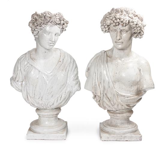 Appraisal: Sale Lot Two Neoclassical Glazed Ceramic Busts depicting a woman