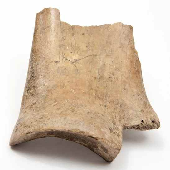 Appraisal: Chinese Oracle Bone Ox Scapula bone fragment with scratched inscription