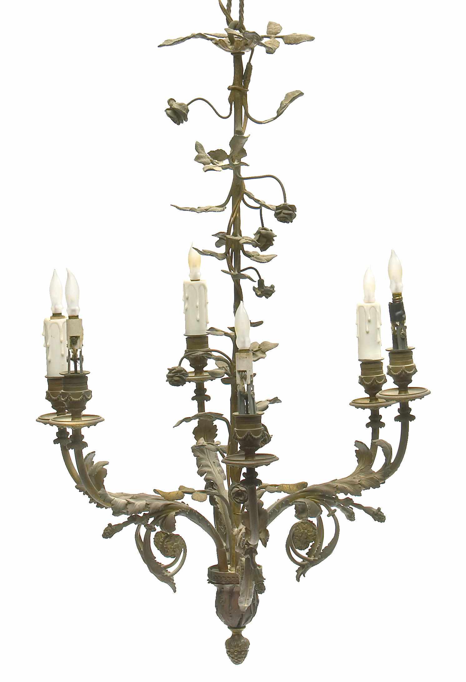 Appraisal: A Louis XV style gilt bronze six light chandelier height