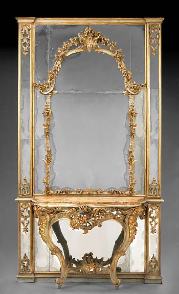 Appraisal: A Louis XV style giltwood and paint decorated console table