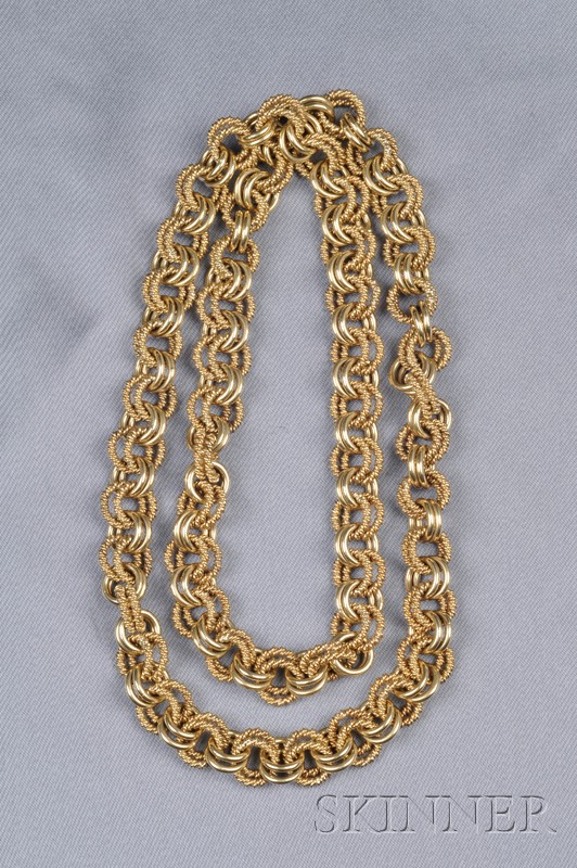 Appraisal: kt Gold Chain composed of polished and ropetwist round double