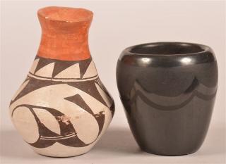 Appraisal: Two Small Pueblo Indian Pottery Vessels Santa Clara Blackware -