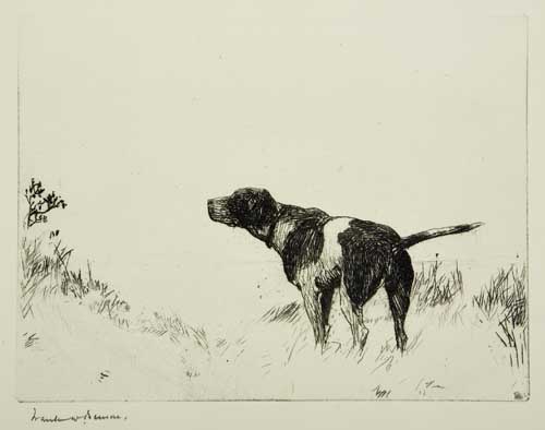 Appraisal: FRANK W BENSON Pointer Dog Etching x mm x inches