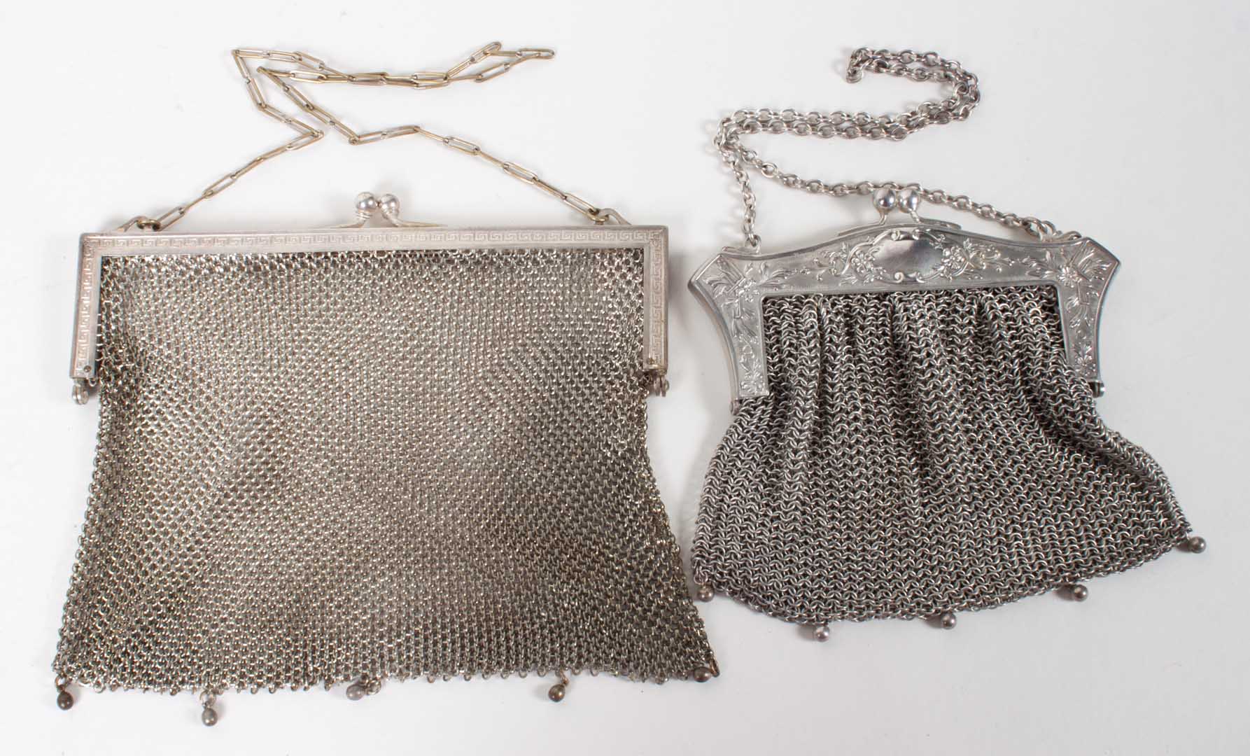 Appraisal: Two German silver mesh evening bags ozt t w