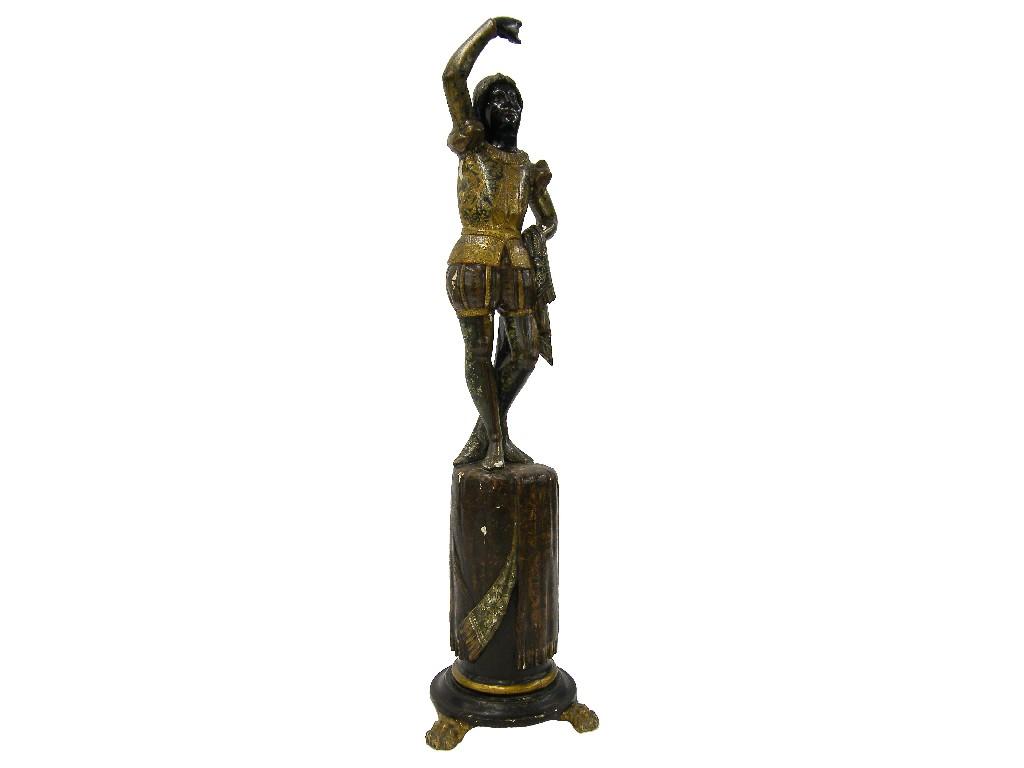 Appraisal: Large carved antique and painted Blackamoor figure richly decorated modelled