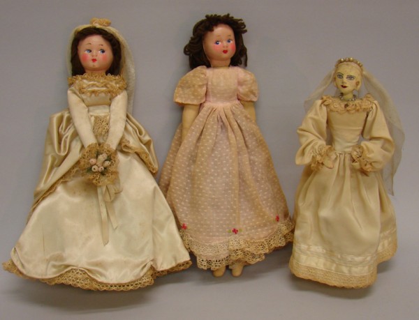 Appraisal: Lot of dolls Pair of 's mask face bride and