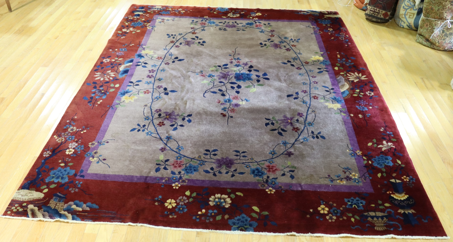 Appraisal: ART DECO FINELY HAND WOVEN CHINESE CARPET Great carpet with