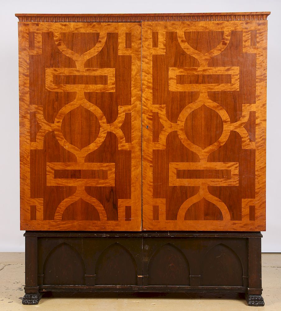 Appraisal: Swedish Art Deco Rosewood and Birch Marquetry Cabinet Swedish Art