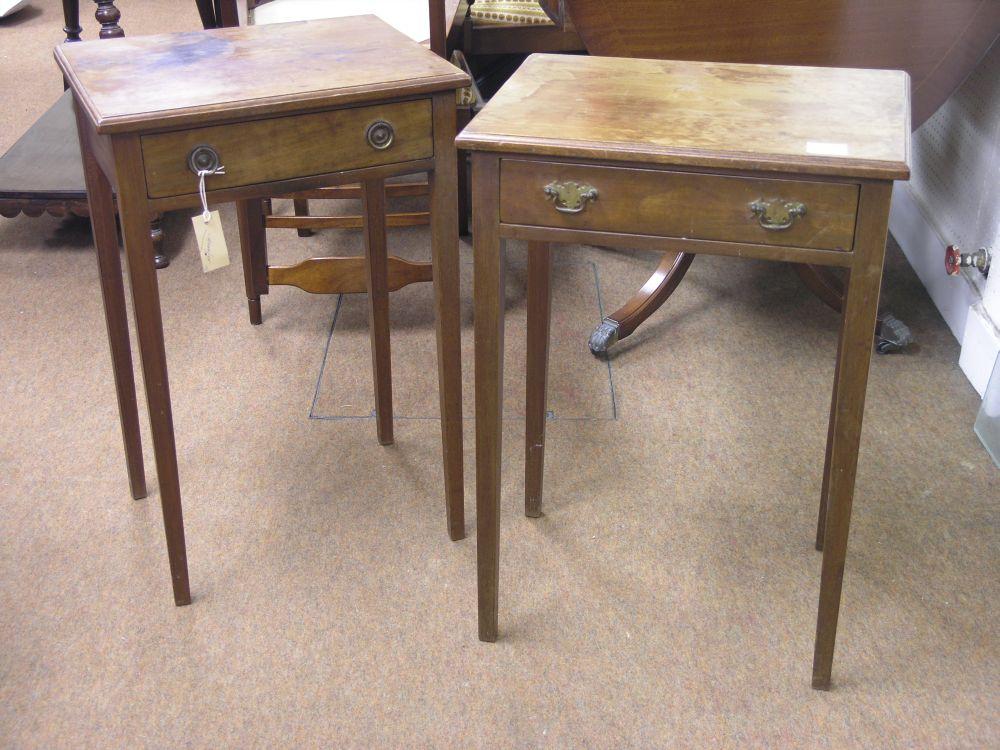 Appraisal: Two Victorian mahogany bedside tables each with single drawer ft