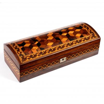 Appraisal: A Victorian inlaid glove box the domed cover with cube