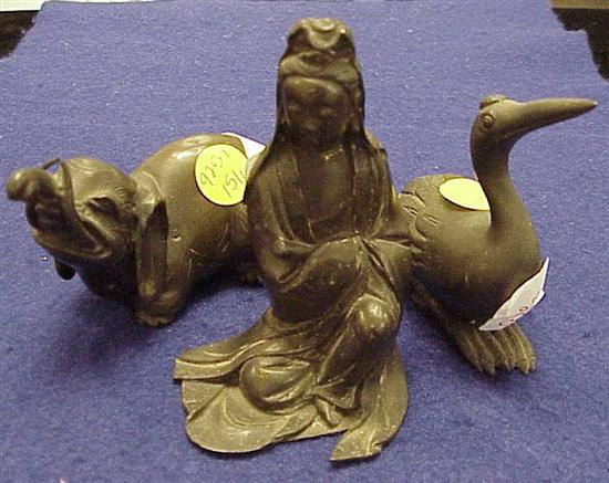 Appraisal: Three Asian bronzes th th C including a figure of