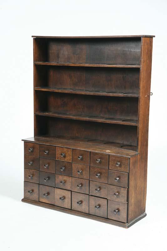 Appraisal: HANGING CABINET Walnut stepback with four shelves over twenty four