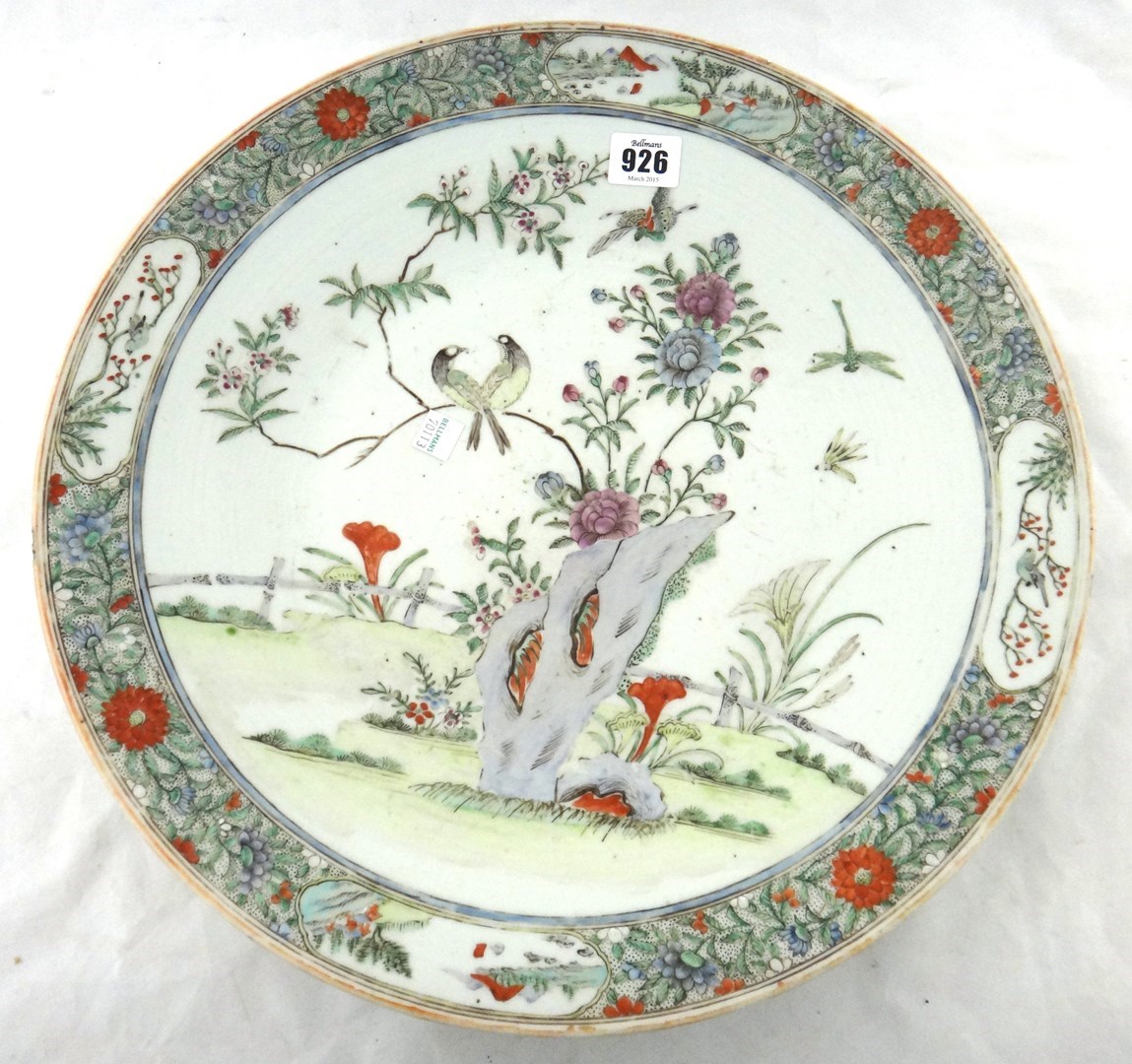 Appraisal: A large Chinese famille-rose dish th century painted with birds