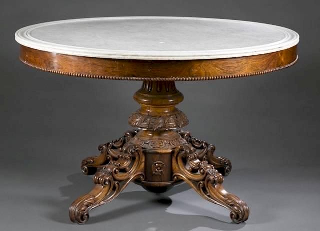 Appraisal: Victorian center table with marble top A Victorian center table