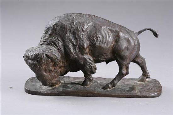 Appraisal: BRONZE BISON SIGNED KEMEY AMERICAN LATE TH CENTURY Probably for