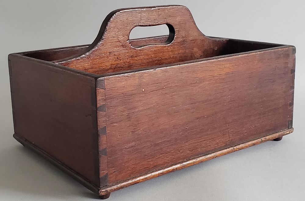 Appraisal: th Century Dovetailed Mahogany Cutlery Tray th Century Dovetailed Mahogany