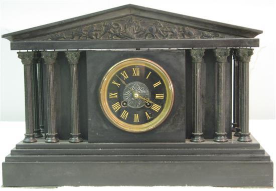 Appraisal: th Century slate mantel clock in architectural form with twin