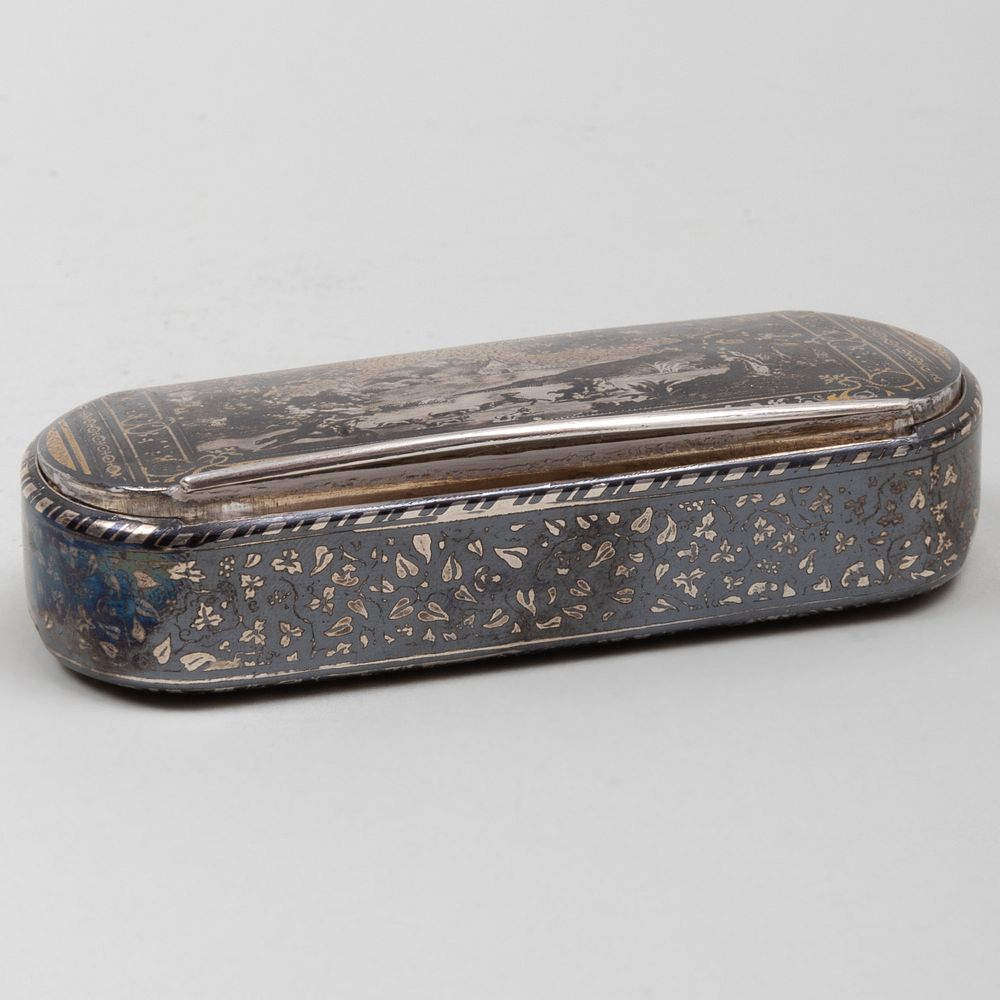 Appraisal: Swedish Silver-Gilt and Niello Snuff Box Marked ' ' and