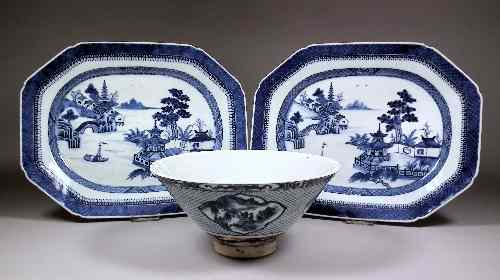 Appraisal: A Chinese Export blue and white porcelain conical bowl the