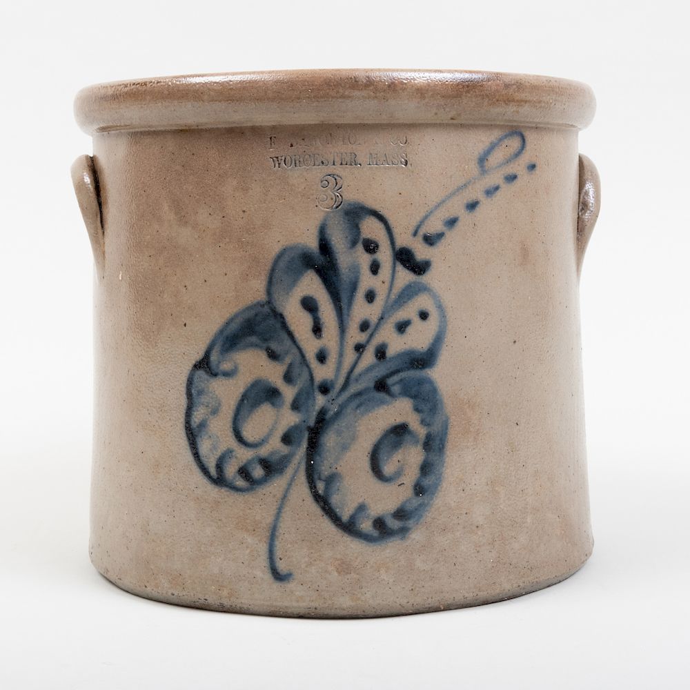 Appraisal: American Salt Glazed Stoneware Two Handled Crock Impressed with indistinct