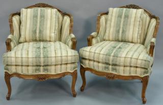 Appraisal: Pair of Louis XV style armchairs Pair of Louis XV