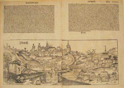 Appraisal: piece Woodcut City Panorama Praga Schedel Hartman Liber Chronicarum Nurmeberg