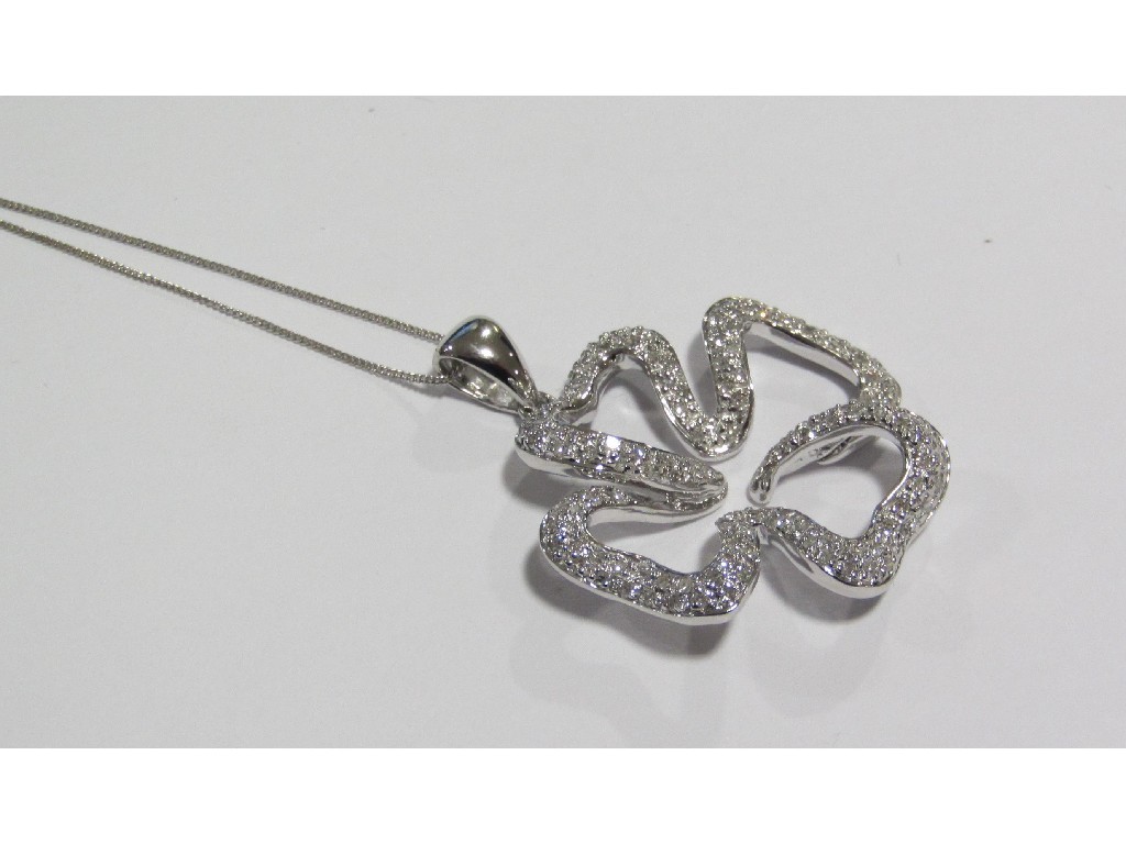 Appraisal: Nine carat white gold diamond set pendant in the form