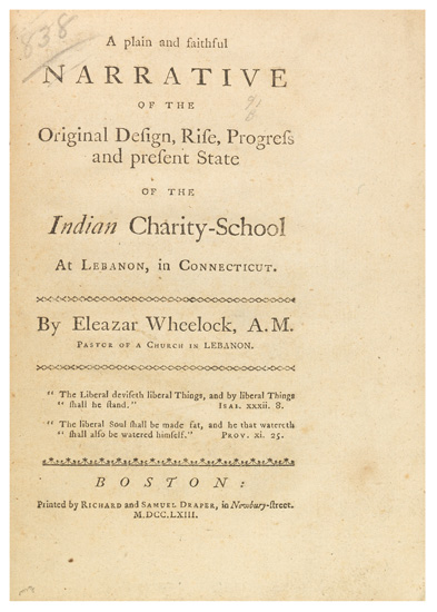 Appraisal: THE STREETER SET AMERICAN INDIANS Wheelock Eleazar et al Comprehensive